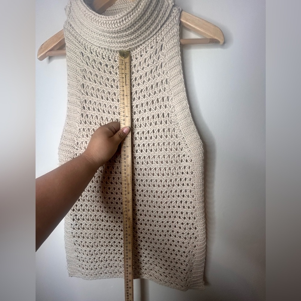 Free People Northern Lights Sleeveless Crochet Sweater Ivory/Cream Size XS - Picture 4 of 6